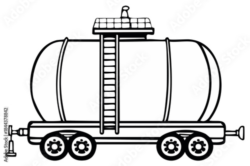 Detailed Train Tank Car Outline Illustration Railroad Transportation Concept