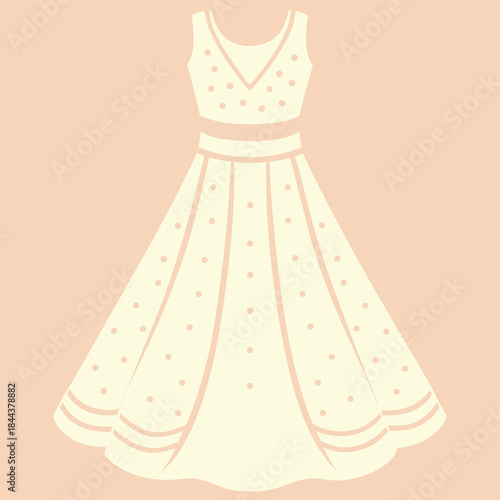girls strappy dress flat sketch vector illustration a line summer beach dress, sundress technical cad drawing template