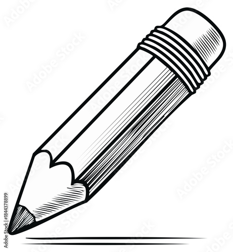 Vintage style pencil drawing a line, education and creativity concept art