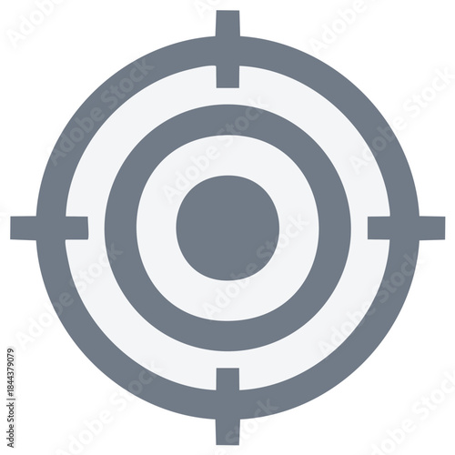 Graphic representation of a target with concentric circles and crosshairs