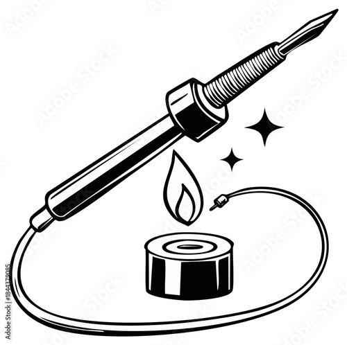 Illustration of an Electric Soldering Iron with Stand for Crafting and Electronic Repairs