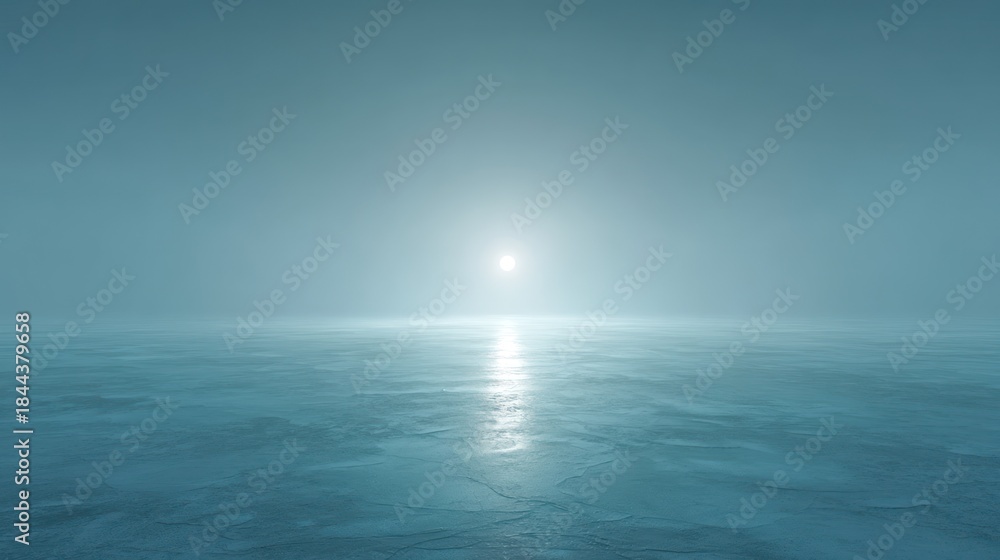 Fototapeta premium Abstract serene ocean landscape with sun transparent background