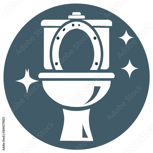 Clean toilet icon with sparkling details symbolizing hygiene sanitation and fresh restroom