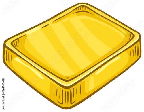 Shiny gold square bar illustration. Cartoon style treasure icon for finance or game design.