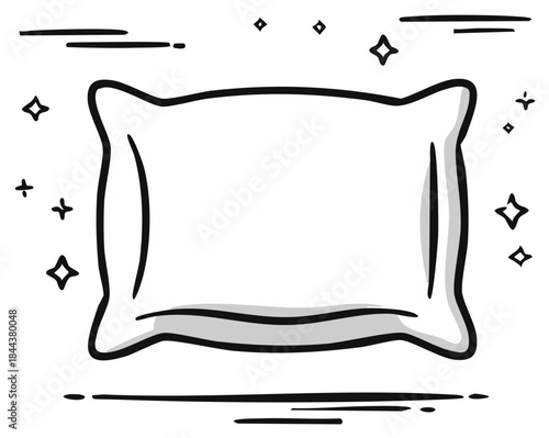 Simple hand drawn pillow illustration representing cozy home comfort and peaceful sleep