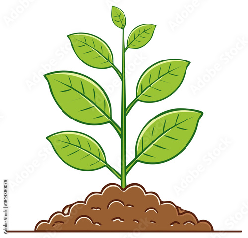 Cartoon plant sprouting from the soil symbolizing growth and new beginnings