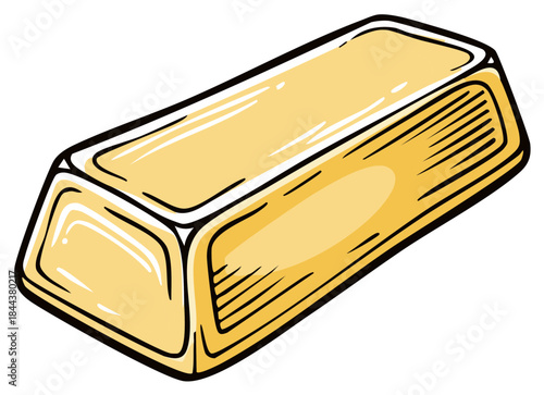 Gold Bullion Bar Cartoon Illustration Finance and Investments