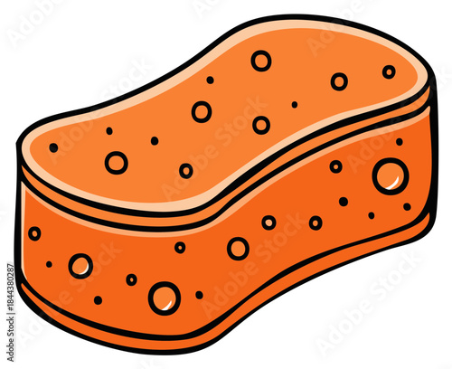 Cartoon Orange Sponge with Pores and Outline