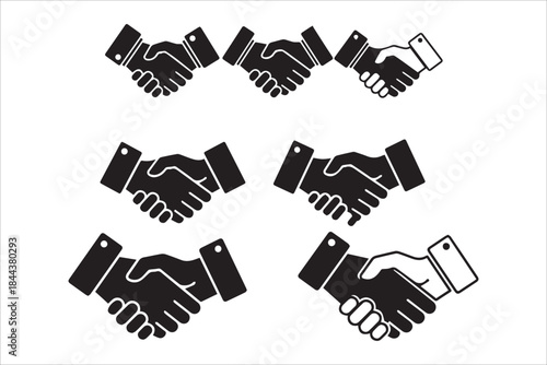 Vector Handshake  ,Business agreement , Shaking hands , Friendly handshake line and flat style icons set