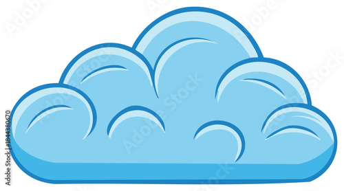 Stylized cartoon blue cumulus cloud with bright outline and shading