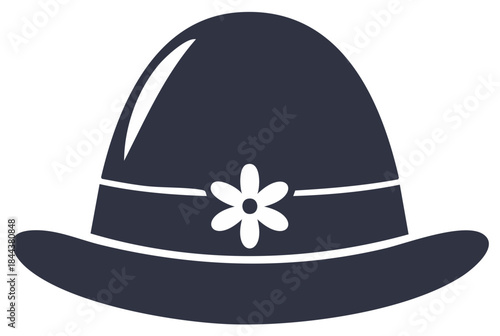 Elegant cloche hat with a daisy flower icon graphic illustration