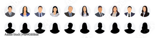 Business people portraits vector illustration. profile picture User avatars in circles. Collection of male and female human profile face icons. Faceless, Unknown or anonymous person.