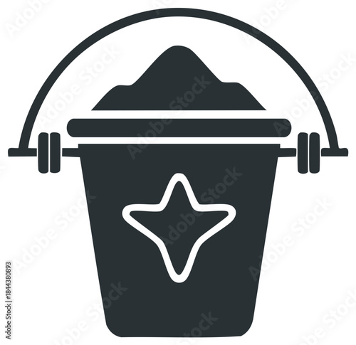 Sand Bucket Vector Illustration Graphic: Beach Toy Pail Filled with Material