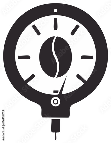 Stylized Clock with Coffee Bean Inside  Abstract Coffee Timing Icon