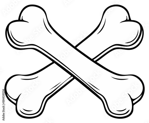 Two Crossed Bones Illustration, Classic Skull and Bones Symbol, Line Art Icon
