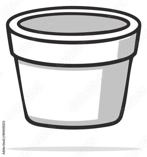 Empty cartoon flower pot with thick outlines