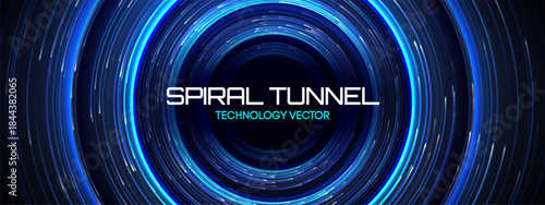 Tech whirlpool circle with spiral radial abstract circular background and line template. Design dynamic speed with white update curve whirlwind and space concept backdrop. Orbit illustration pattern