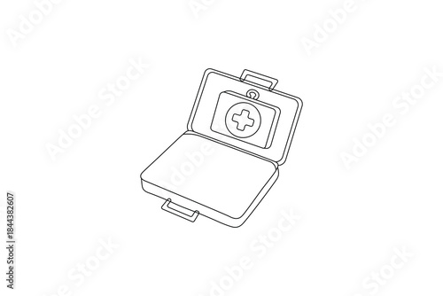 Medical first aid case continuous line minimalist vector illustration
