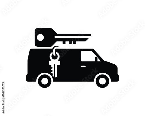 Car Key Delivery Silhouette Vector Art