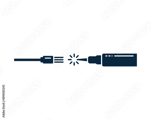 Connecting Fiber Optic Cable Plug Symbol for Data Transmission