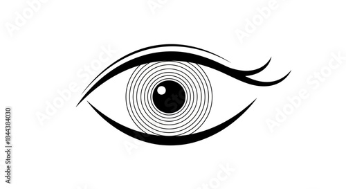 Elegant eye logo design with abstract pupil and eyelashes on white background