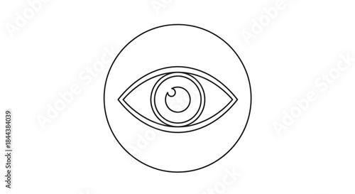 Simple line art illustration of a human eye in a circle minimalistic design easy to recognize and