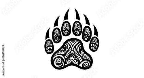 Intricate tribal bear paw design evoking symbolism, strength, and wild nature appreciation