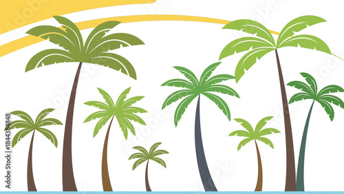 Tropical island beach palm tree vector illustration for summer nature travel design