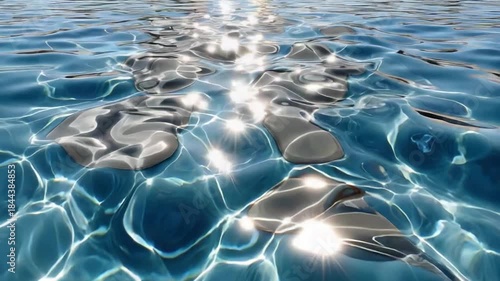 Sparkling Water Surface: A mesmerizing display of light dancing on water, with a beautiful display of the gentle undulations and the radiant reflections of sunlight. 
