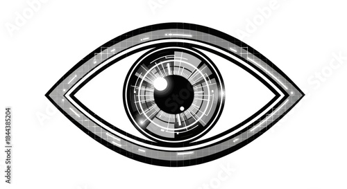 Futuristic Vision: A High-Tech Eye Illustration with Digital Circuitry Design