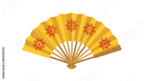 Chinese folding fan with floral design traditional decoration