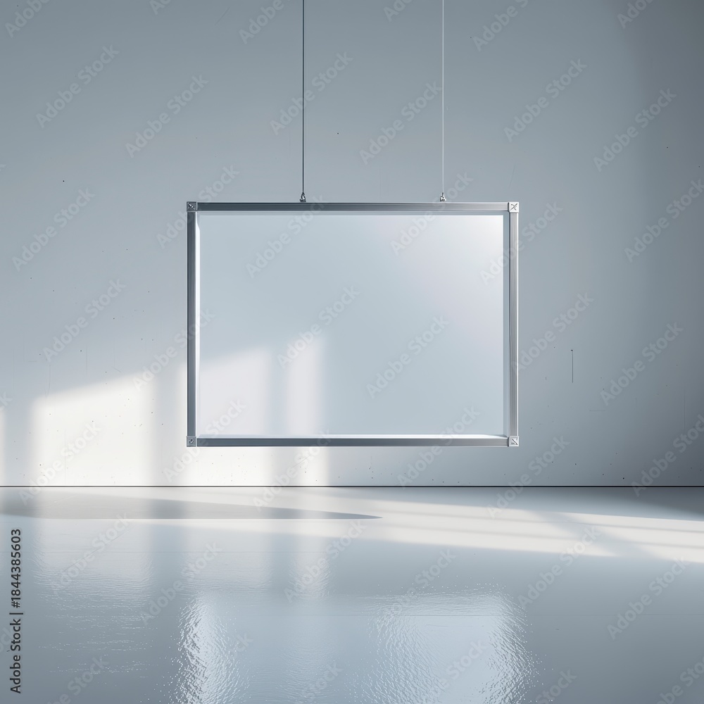 Obraz premium Minimalist Modern Interior with Suspended Blank Frame