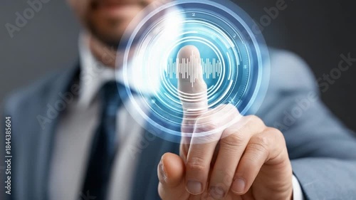 Digital Touch: A person's finger hovers over a glowing digital interface, symbolizing innovation, the forefront of technology, and the embrace of futuristic possibilities.