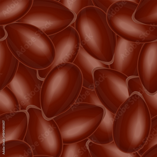 Seamless vector pattern of flax seeds close-up. Texture for packaging, textile and interior design