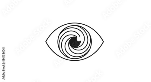Hypnotic spiral eye minimal vector art with a captivating visual appeal  design