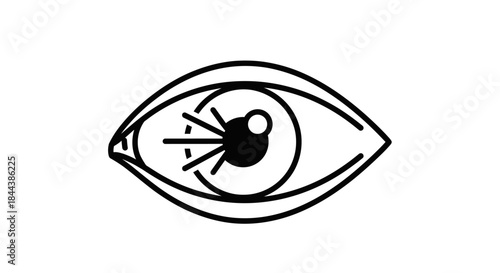 Minimalist eye icon illustration with detailed iris design focusing on vision quality