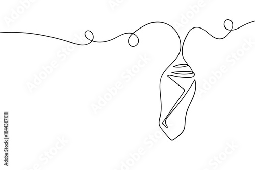 A single, continuous line butterfly pupa. simple line art illustration. Editable stroke.