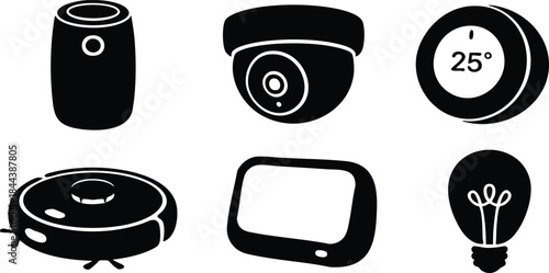 Smart Home Technology and IoT Devices Vector Icons