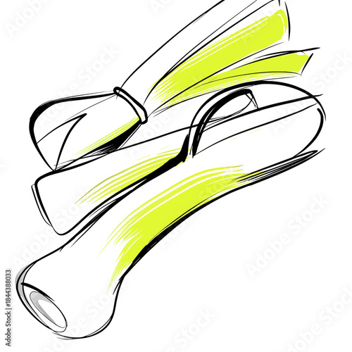 Fresh leeks artistic illustration of vegetables for culinary and design uses