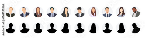 Collection of male and female human profile face icons. Faceless, Unknown or anonymous person.