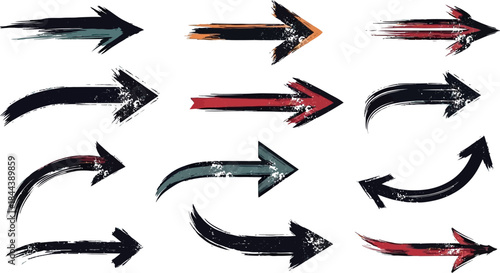 Vector arrows set, direction signs, web design icons, and business shapes collection illustration