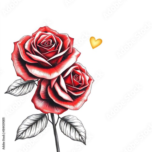 red rose isolated on white background