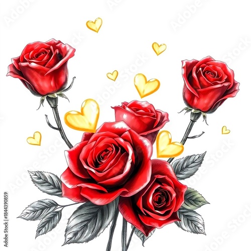 red roses on white background