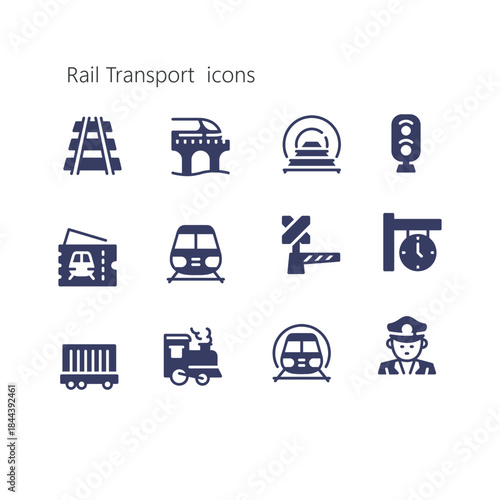 set of Rail Transport icon vector design , train sign symbol