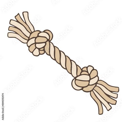 Beige Dog Rope Bone Toy Vector Illustration