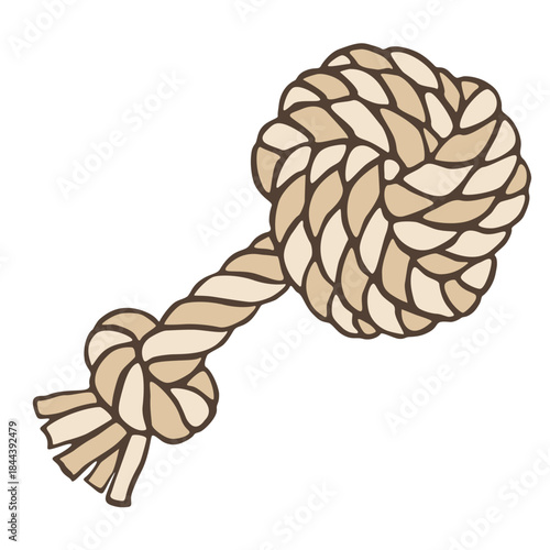Beige Dog Rope Tug Toy Vector Illustration