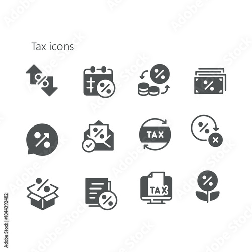 set of tax and accounting vector icons , finance symbol vector, managements 