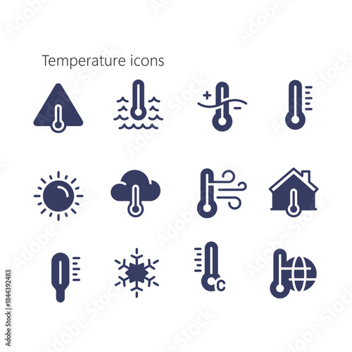 set of Temperature  icon , temperature sign symbol vector