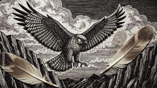 Large bird with wings spread wide.