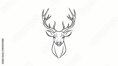 Deer head with large antlers drawing.